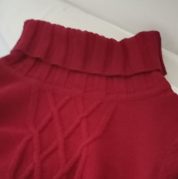 Eddie Bauer Cowl Neck Bullion Cable Red Cotton Oversized Sweater - Size: L - Picture 8 of 10